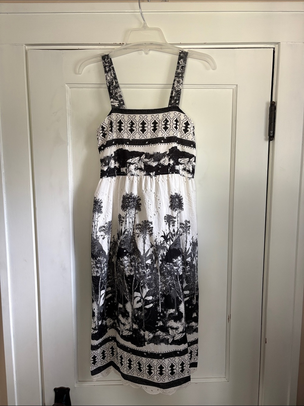 Black & White Printed cotton  Sundress made in Italy -m
